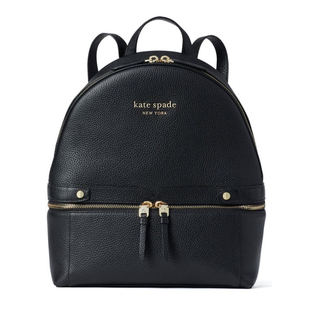 Kate Spade New York The Day Pack Pebbled Leather Backpack Black NWT